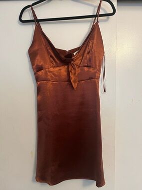 Lost + Wander Satin Copper Mini Dress
